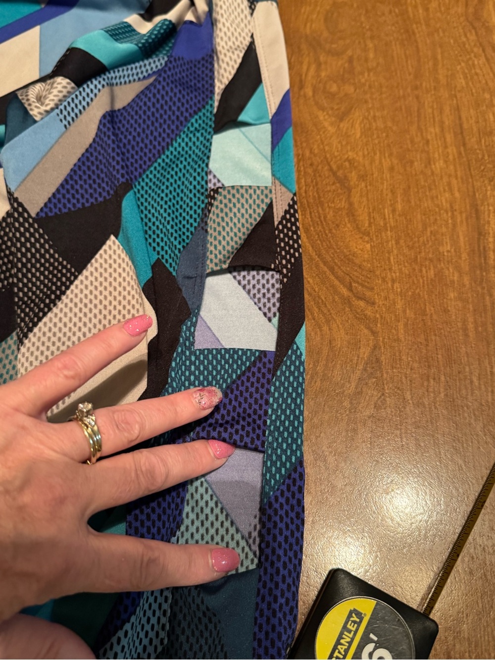 Geometric Print Three-Quarter Sleeve Tunic in Blue Teal - Picture 8 of 8